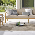 Modway Outdoor Eucalyptus Wood Right-Facing Loveseat Sectional Sofa Natural Taupe