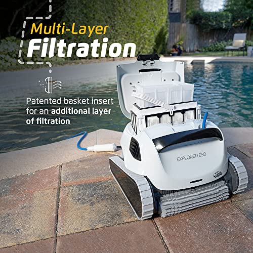 Dolphin Explorer E50 Wi-Fi Robotic Pool Vacuum Cleaner with Caddy & Cover White