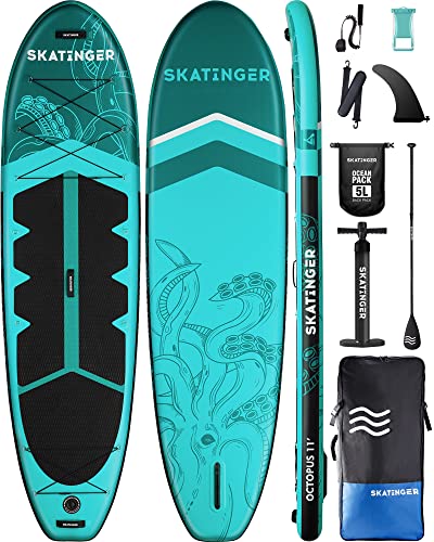 Skatinger Extra Wide Inflatable Paddle Board Light Green 11x34