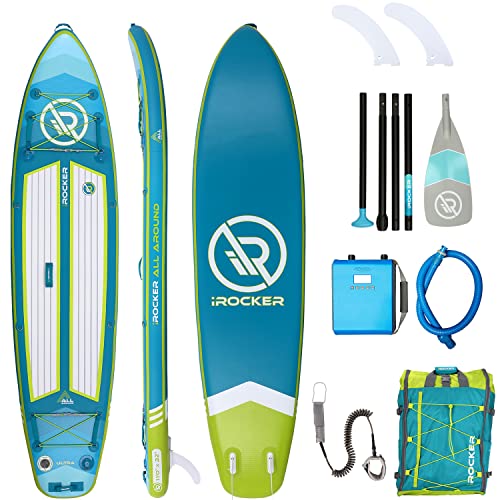 iROCKER All-Around Inflatable Stand Up Paddle Board Ultra Series Teal/Lime
