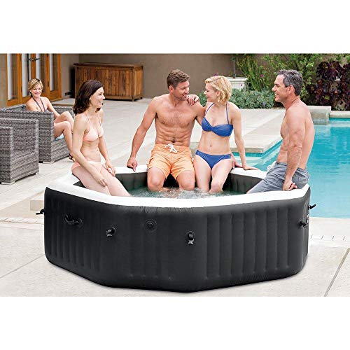 Intex PureSpa Jet and Bubble Deluxe Inflatable Hot Tub Set Black