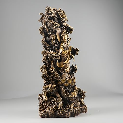 FENGSHUI-CAISHEN Pure Copper Guan Yin Statue Large Brass