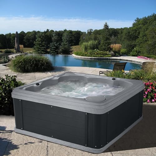 Essential Hot Tubs Inland 5-6 Person Plug & Play Spa 24 Jets LED Gray Granite