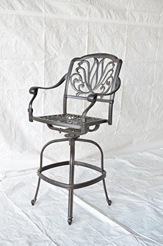 Patio Land Elizabeth Outdoor Patio 3 Swivel Barstools 30" H Dark Bronze with Sunbrella Sesame Cushions
