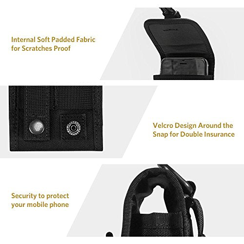 OneTigris MOLLE Phone Pouch for 4.7" - 5.5" Phones Black - 1000D Nylon