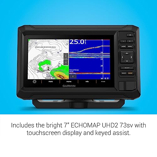 Garmin ECHOMAP UHD2 73sv Ice Fishing Bundle with Navionics+ Maps Black