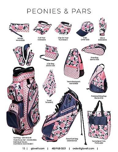 Glove It Ladies Lightweight Golf Cart Bag 6lbs, 15-Way Divider, 9 Pockets - Peonies & Pars