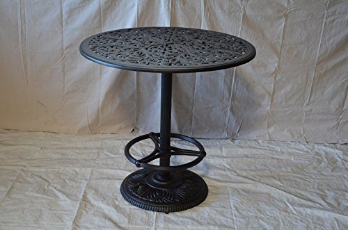 theWorldofpatio Elizabeth 5pc Bar Set Cast Aluminum with Walnut Cushions Antique Bronze