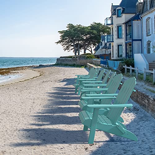 PolyTEAK Folding Adirondack Chair Set of 8 Blue