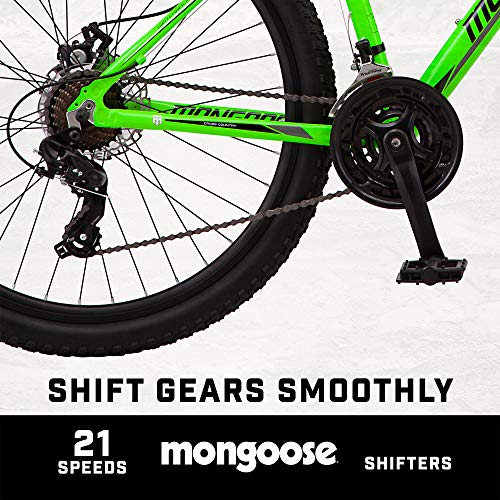 Mongoose Switchback Trail Hardtail Mountain Bike 21-Speed 27.5-Inch Neon Green