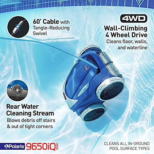 Polaris 9650iQ Sport Robotic Cleaner InGround Pools 60ft Multicolor