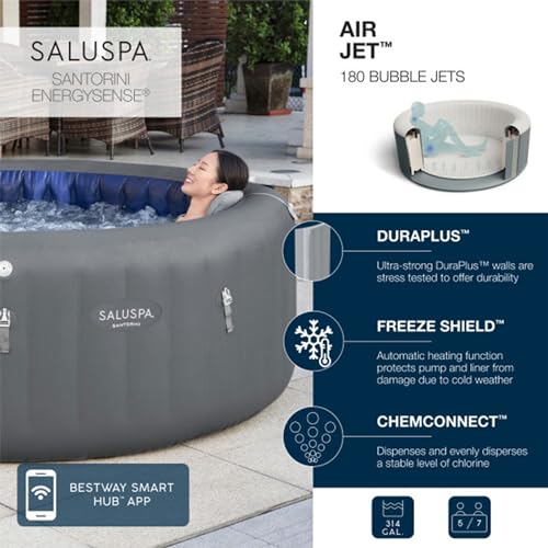 Bestway SaluSpa Santorini HydroJet Pro Inflatable Hot Tub Grey