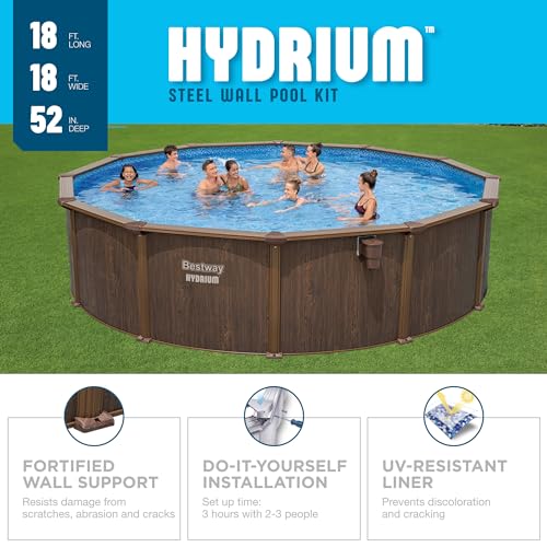 Bestway Hydrium 18' x 52" Steel Wall Above Ground Swimming Pool Set Brown