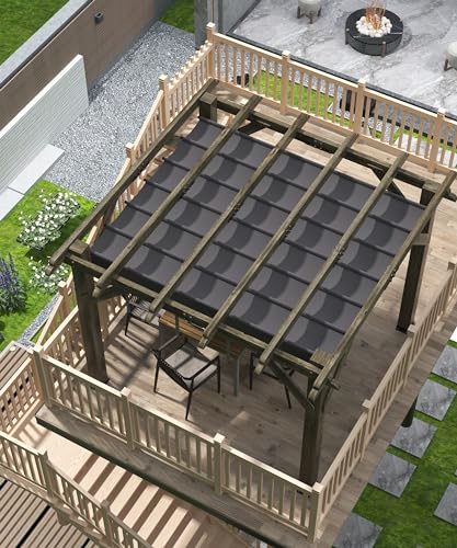 VerisShade 10x10 Ft Cedar Pergola with Canopy Charcoal Grey