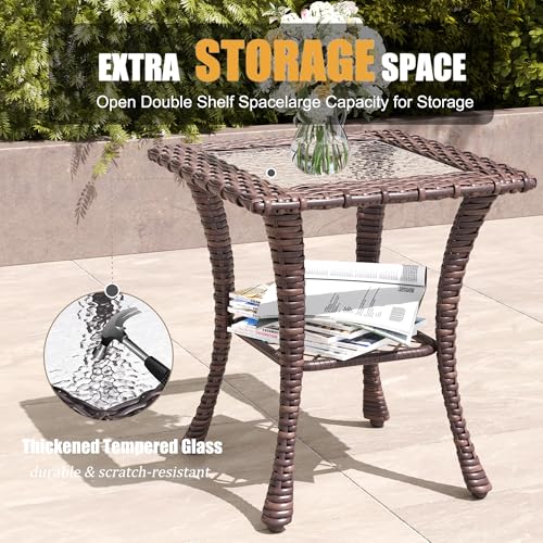 LayinSun 6 Pieces Patio Furniture Set with Swivel Chairs Brown/Beige