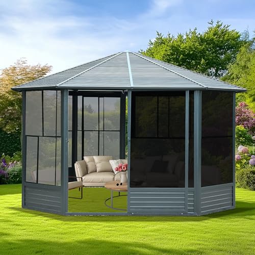 ANTSKU 13x13 FT Hardtop Gazebo Dark Gray