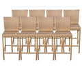 Pemberly Row Outdoor Wicker Bar Stools Set of 8 Caramel