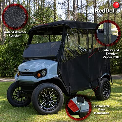 RED DOT Premium Golf Cart Enclosure Compatible with EZGO Liberty Personal Vehicles | Black AllGuard Stain Resistance Fabric