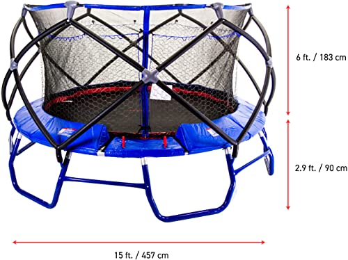 Monxter Titan XT8 Outdoor Kids Trampoline with Safety Enclosure 15FT Round Blue