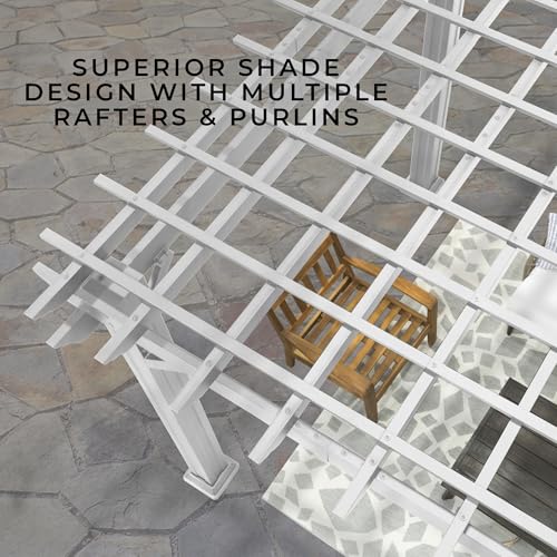 Backyard Discovery Hawthorne 16' x 12' Galvanized Steel Pergola Kit with Shade Sail Canopy White