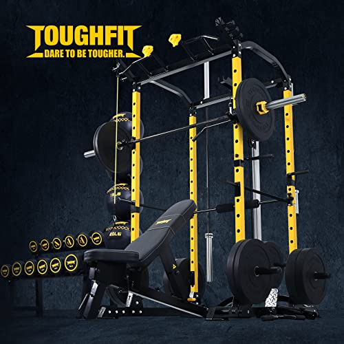 ToughFit Bumper Plate with Steel Insert - Rubber 2" Olympic Barbell Weightlifting Plates Set Black