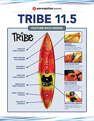 Perception Kayaks Tribe 11.5 Sit on Top Kayak Large Rear Storage 11' 5" Funkadelic