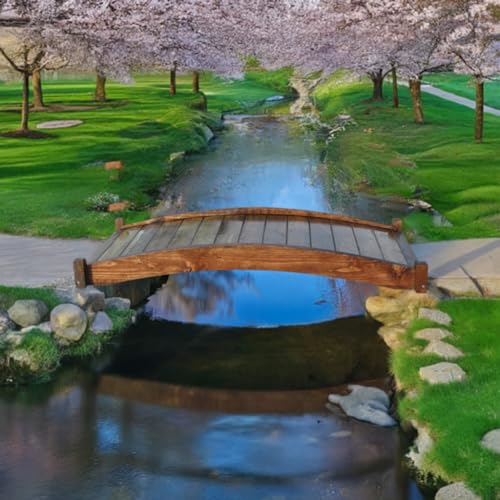 SamsGazebos Zen Japanese Style Wood Garden Bridge 6' Brown