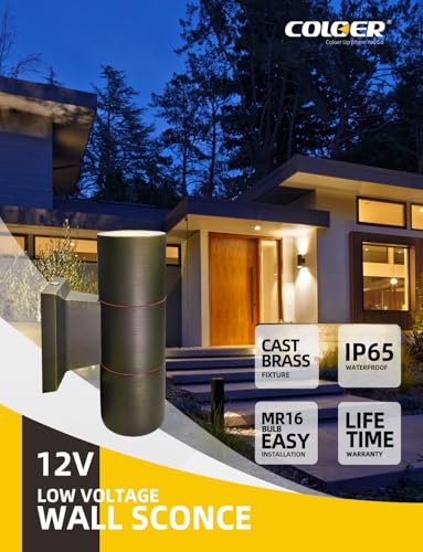 COLOER Brass Outdoor Wall Sconce 10 Pack with 5W LED Bulb Bronze
