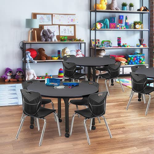 Regency Kee Height Adjustable Classroom Table Set with 4 Andy Chairs 42" Grey/Black