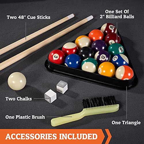 Hall of Games Arcade Drop Pocket Table with Pool Ball and Cue Stick Set White/Black