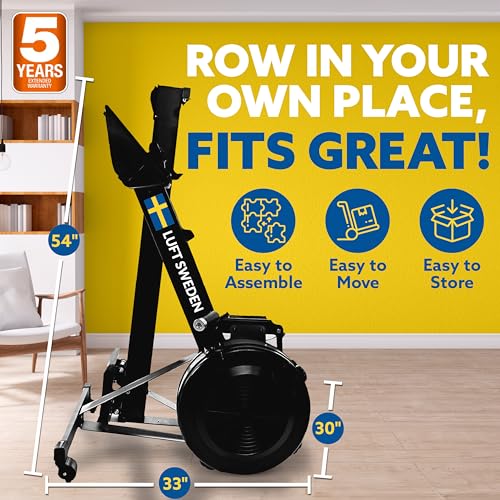 Luft Sweden Compact Rowing Machine for Home Use Black