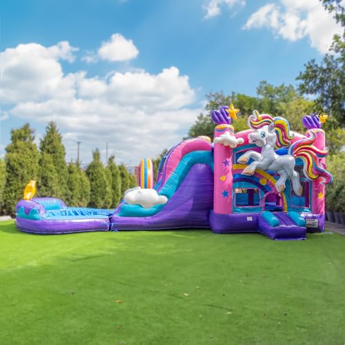 XJUMP Unicorn Bounce House Water Slide Combo Multicolor