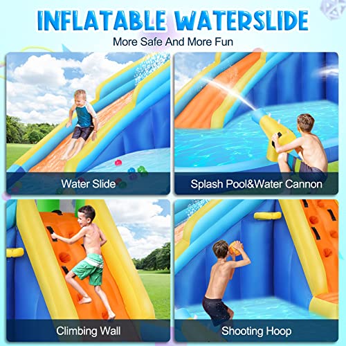 AKEYDIY Inflatable Water Slide Bounce House with Splash Pool Castle Theme