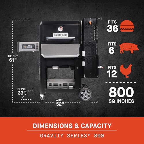 Masterbuilt Gravity Series 800 Digital Charcoal Grill and Smoker Black