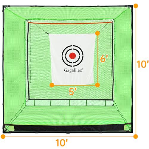 Gagalileo Golf Practice Hitting Nets Heavy Duty Portable Golf Cage 10x10x10FT