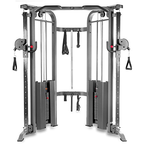 XMark Functional Trainer Cable Machine Home Gym XM-7626 Gray with Upgraded Accessories & Bench