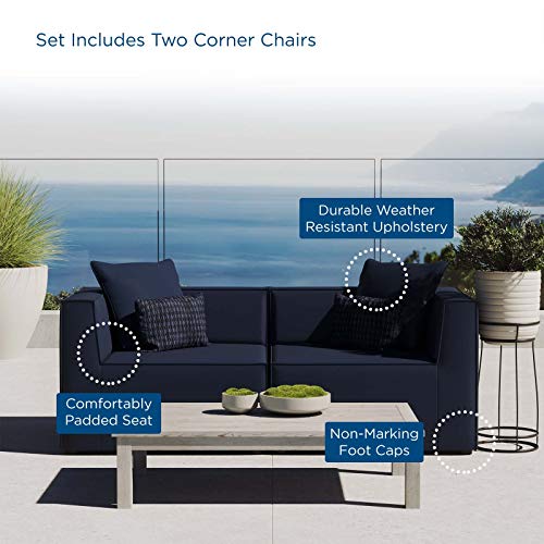 Modway Saybrook Outdoor Patio Upholstered 2-Piece Sectional Sofa Loveseat Navy