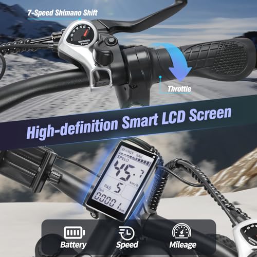 Bopzin Folding Electric Bike for Adults - 1500W 37MPH Ebike with 48V 20AH 960Wh Battery - 26" x 4.0" 75 Miles - 21-Speed Gears - Beach Mountain Snow Electric Bicycle UL Certified 26''-2000W 48V 20AH -Foldable