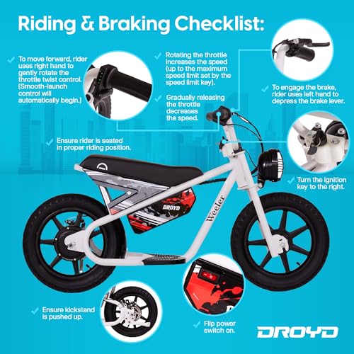 Droyd Electric Mini Balance Bike Kids 6+ 200W 14in Tire White