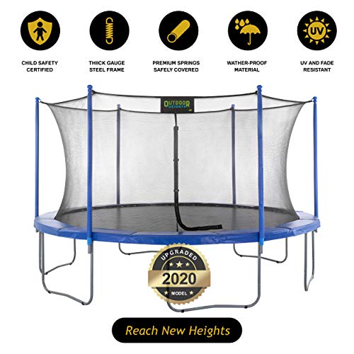Outdoor Heights 16 Ft Trampoline with Enclosure and Ladder Blue