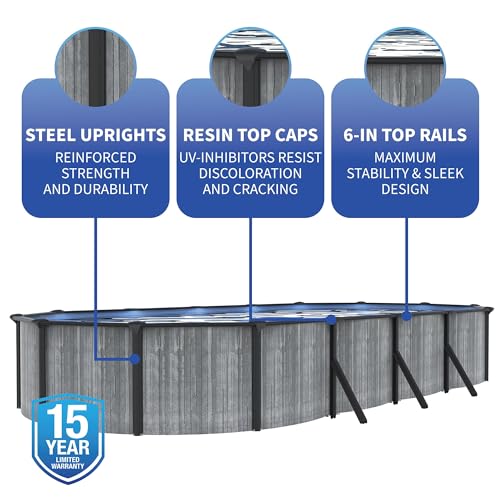 Blue Wave San Pedro 12x24-ft Oval 52-in Deep Above Ground Swimming Pool Package Gray