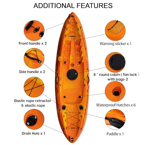 CuisinAid 9.4FT Sit-On-Top Fishing Kayak with Paddles Green Yellow