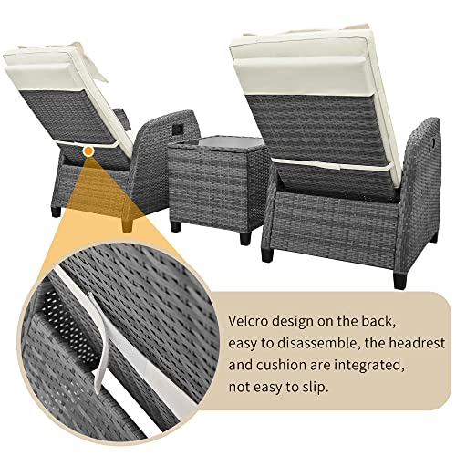 Miscoos 3-Piece Sofa Set with Coffee Table Outdoor Patio Furniture Off White