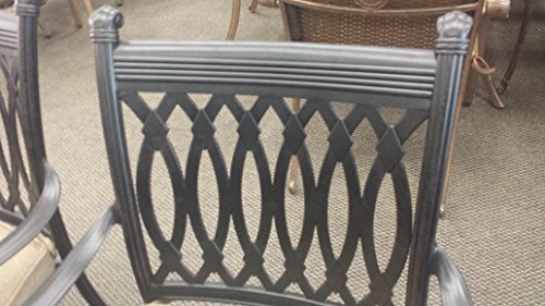 Patio Land Grand Tuscany Outdoor Patio 7 pcs Dining Set with 6 Swivel Rocker Chairs Sunbrella Sesame