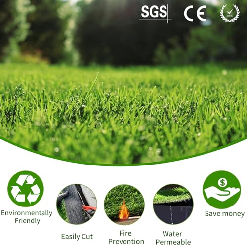 SunVilla Artificial Grass Rug Indoor Outdoor 13ft x 25ft Green/Olive Green/Yellow