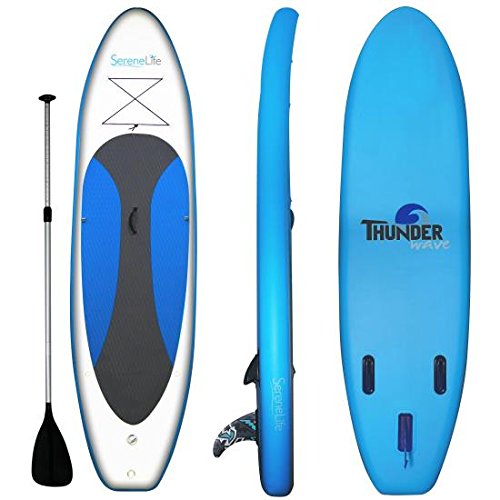SereneLife Inflatable Stand Up Paddle Board, Surf Control, Non-Slip Deck, 6'' Wide Stance