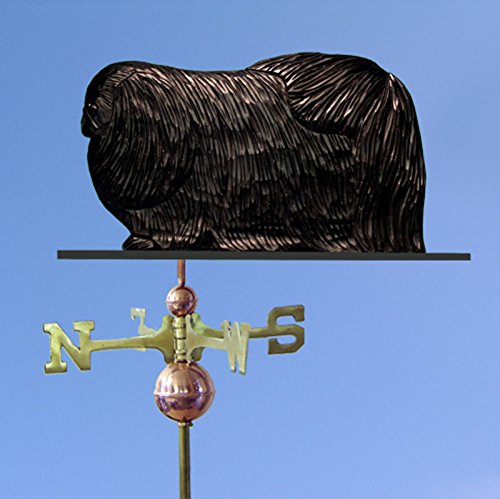 Pekingese Hand Carved & Painted Weathervane Black 32 Inch
