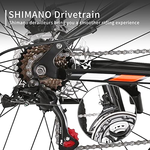 EUROBIKE Full Suspension Mountain Bike 21 Speed Bicycle 27.5" Men's Disc Brakes Orange