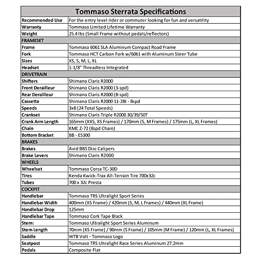Tommaso Sterrata Sport Performance Aluminum Gravel Bike Carbon Shimano Claris 24 Speeds Road Bicycle Black/Gold