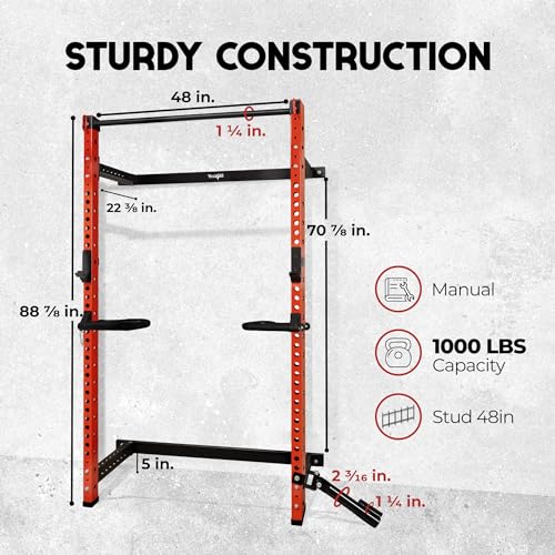 Yes4All Folding Wall Mounted Power Cage Multi Metal Grip Dip Handle Attachment